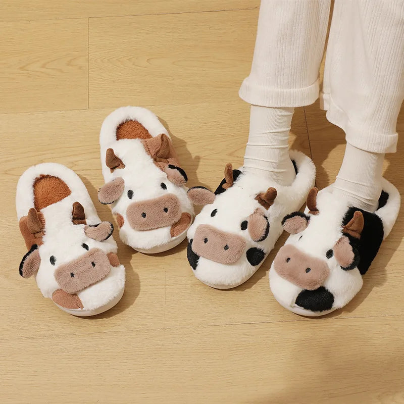 Direct Noble Cute Fluffy Cow Slippers