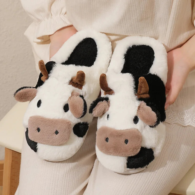 Direct Noble Cute Fluffy Cow Slippers
