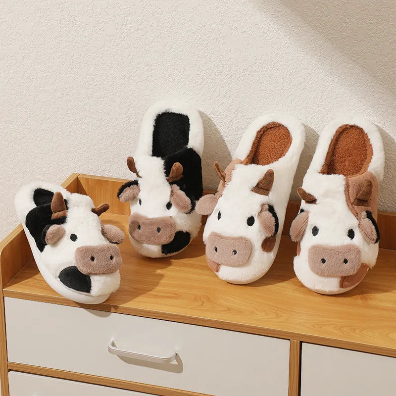 Direct Noble Cute Fluffy Cow Slippers