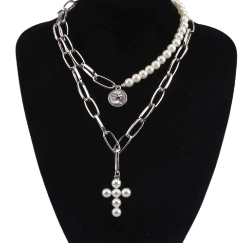 Arnet Pearl Cross Necklace