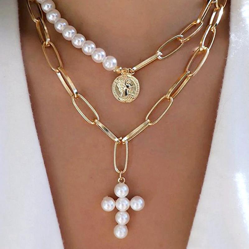 Arnet Pearl Cross Necklace