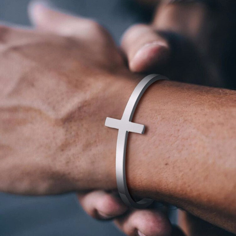 Halo Cross Cuff Bracelet