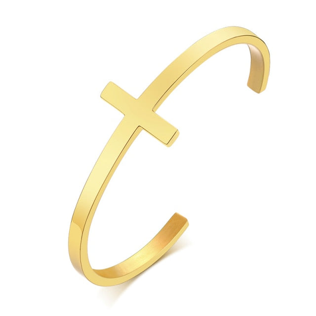 Halo Cross Cuff Bracelet
