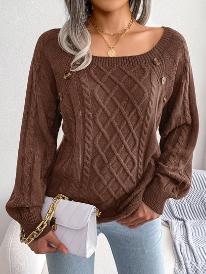 Women's Square Collar Knitted Pullovers