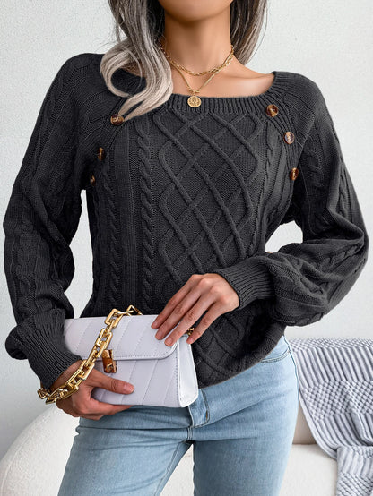 Women's Square Collar Knitted Pullovers