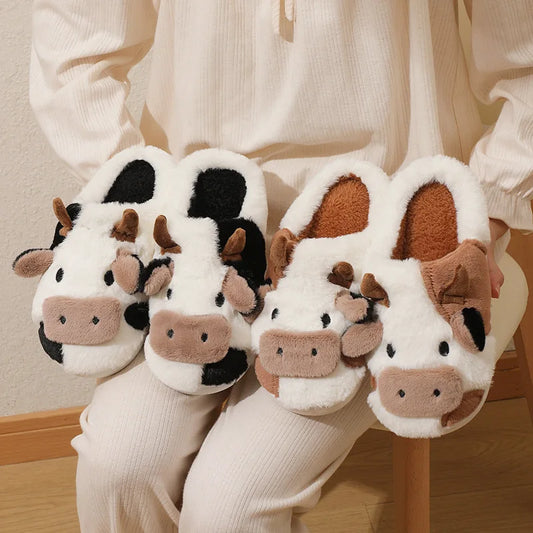 Direct Noble Cute Fluffy Cow Slippers