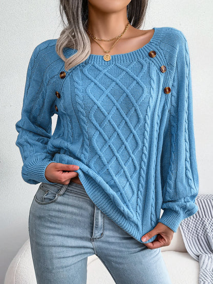 Women's Square Collar Knitted Pullovers