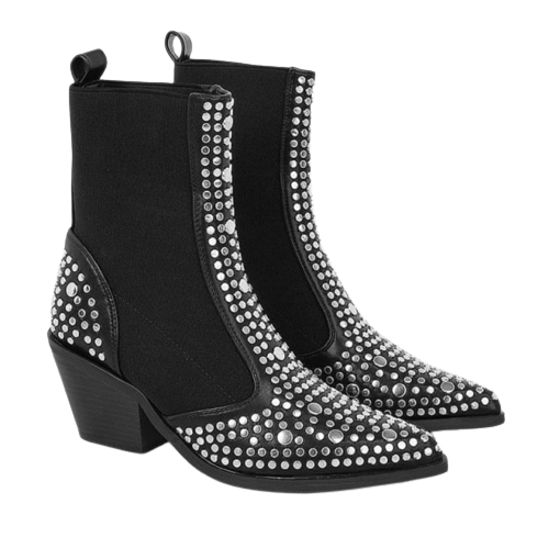 Black Silver Studs Ankle Boots Direct Noble