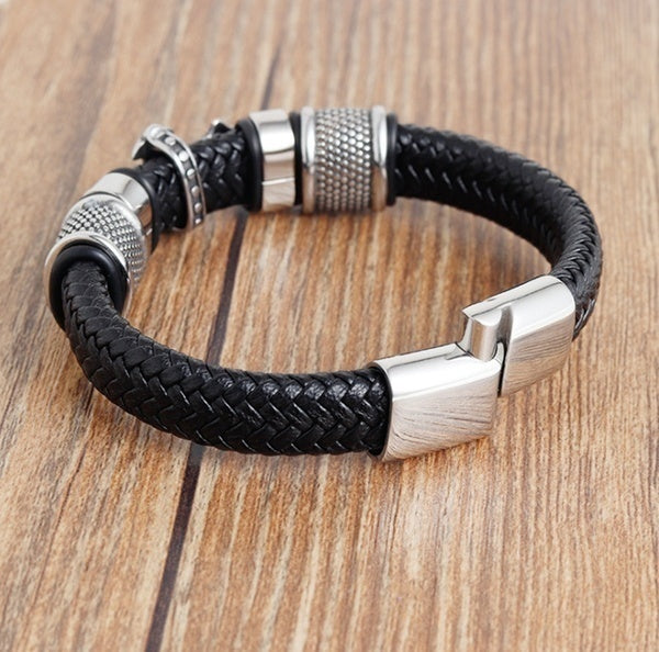 Woven Cross Leather Bracelet