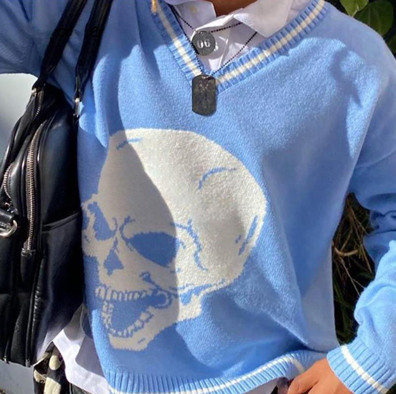 Tron Skull V-Neck Sweater