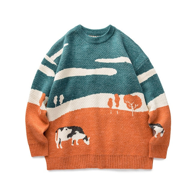 Chilling Cow Pullover Sweater