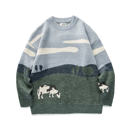 Chilling Cow Pullover Sweater