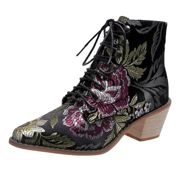 Aura Floral Ankle Boots