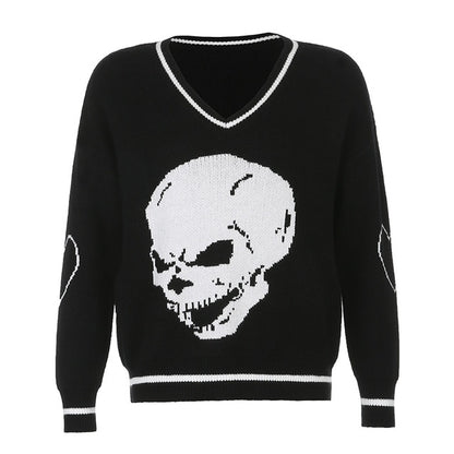 Tron Skull V-Neck Sweater