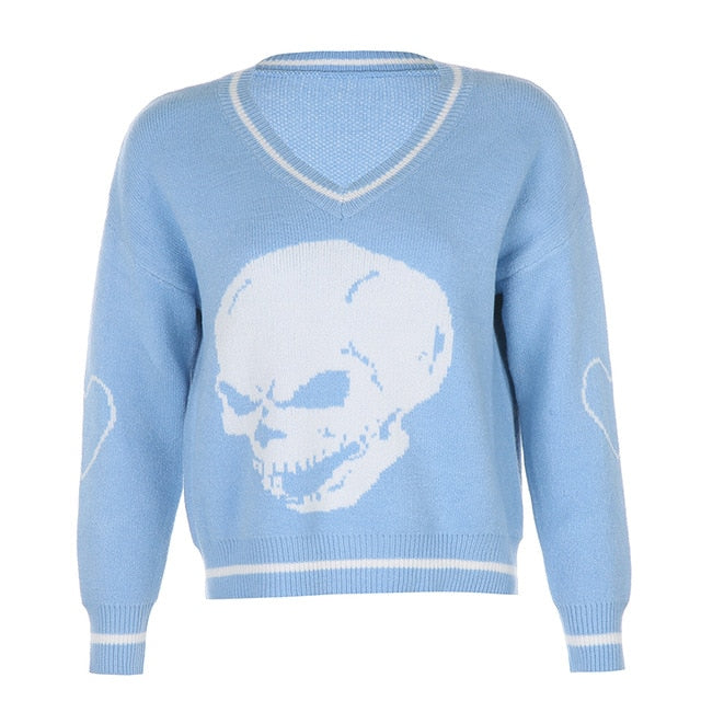 Tron Skull V-Neck Sweater