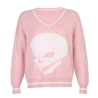 Tron Skull V-Neck Sweater