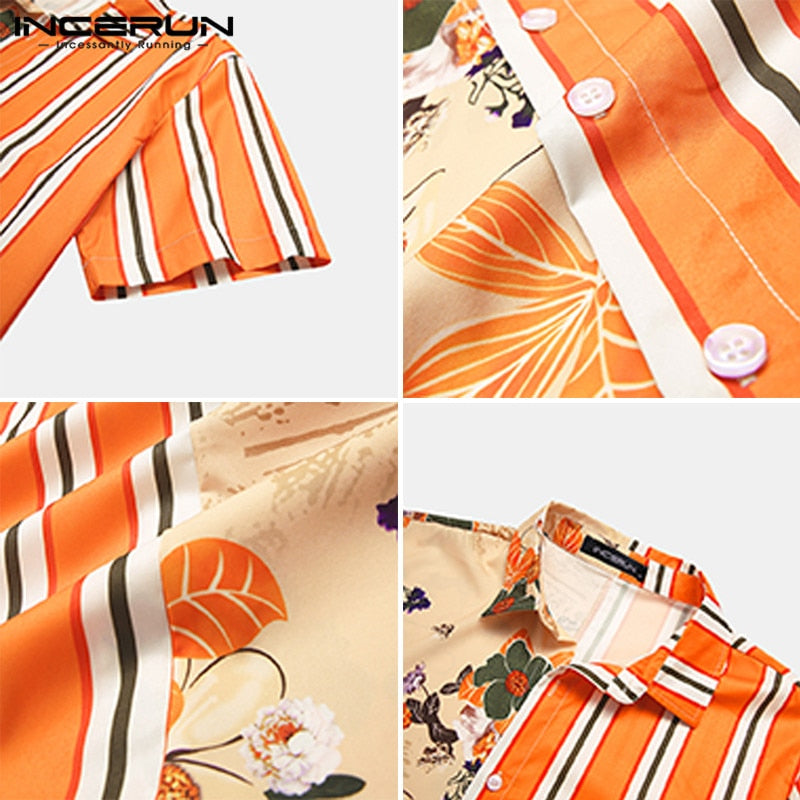 Half Hawaiian Orange Camisa Style Shirt