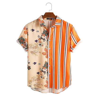 Half Hawaiian Orange Camisa Style Shirt