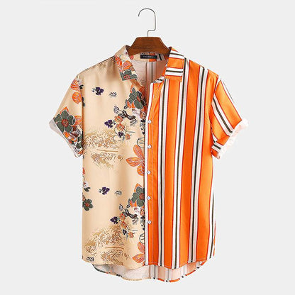 Half Hawaiian Orange Camisa Style Shirt