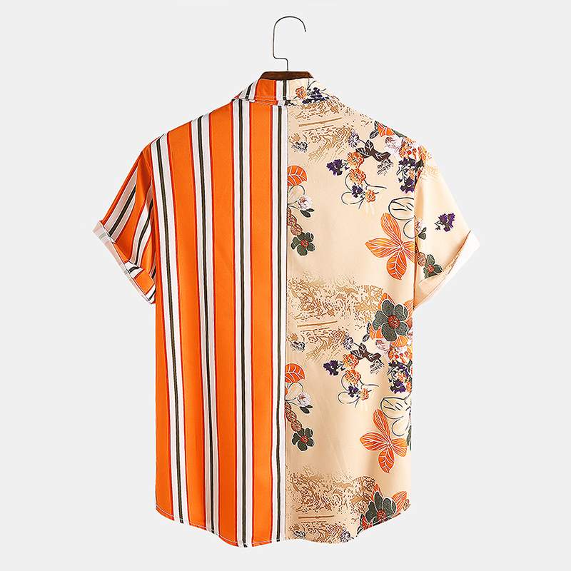 Half Hawaiian Orange Camisa Style Shirt