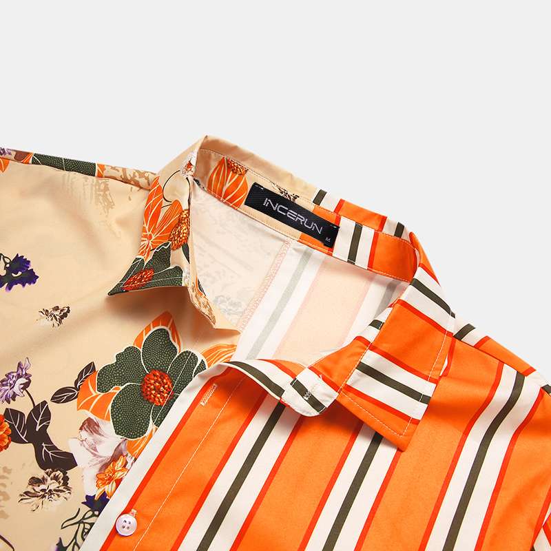 Half Hawaiian Orange Camisa Style Shirt