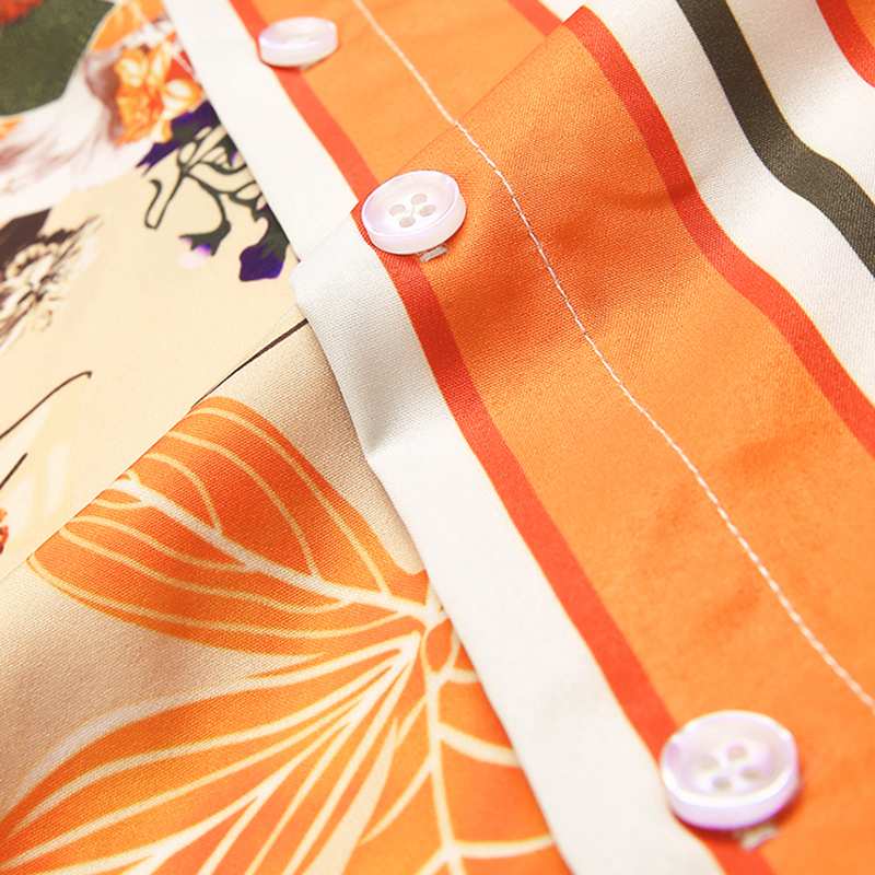 Half Hawaiian Orange Camisa Style Shirt