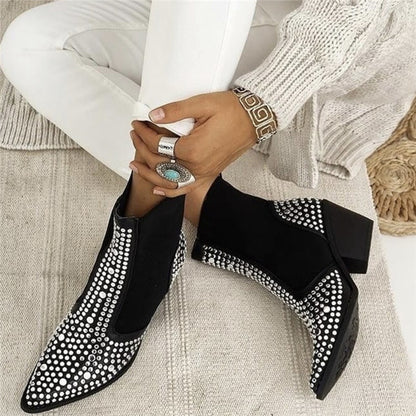 Silver Studs Ankle Boots