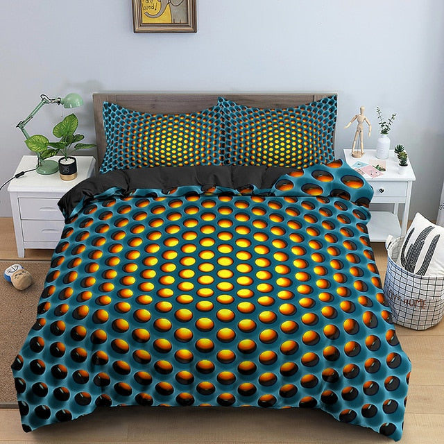 Tron Optical Illusion Pattern Bed Set